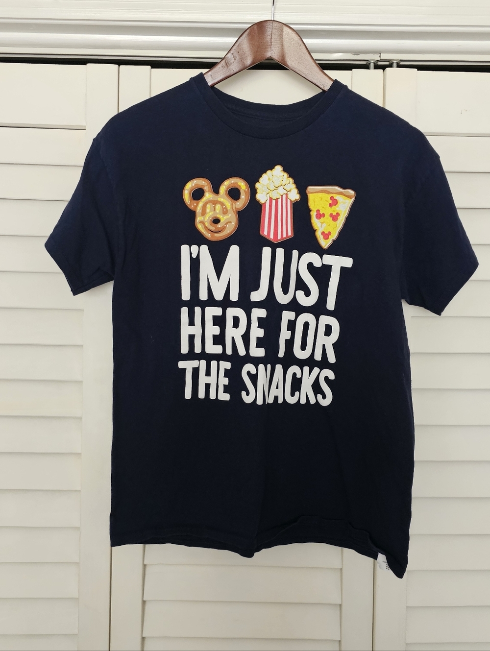 Disney Youth XL T Shirt Navy Blue Short Sleeve Cotton Parks Snacks Casual Unisex